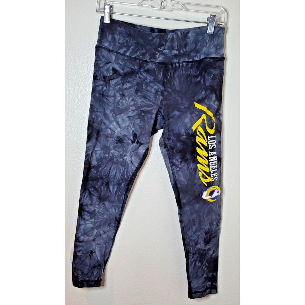 LA Rams NFL Football Team Apparel Black Tie Dye Cotton Stretch Leggings *Fits S*